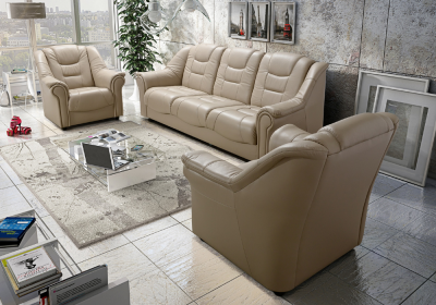 Zestaw ze skóry "RAKOL" wersalka 3R + 2 fotele