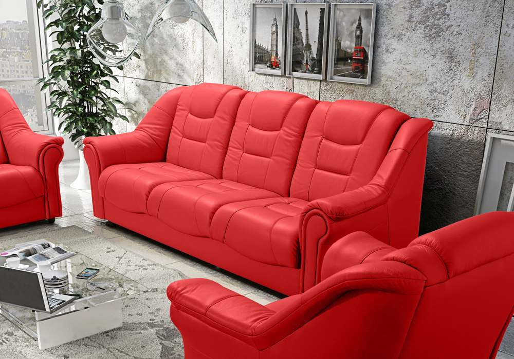 Wersalka rozkładana RAKOL czerwona skóra naturalna.png