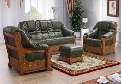 Zestaw skórzany klasyczny "BORN" Sofa 3-osobowa + 2 fotele