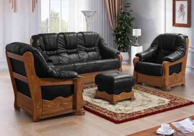 Meble ze skóry naturalnej "BORN" Sofa 3-osobowa + 2 fotele