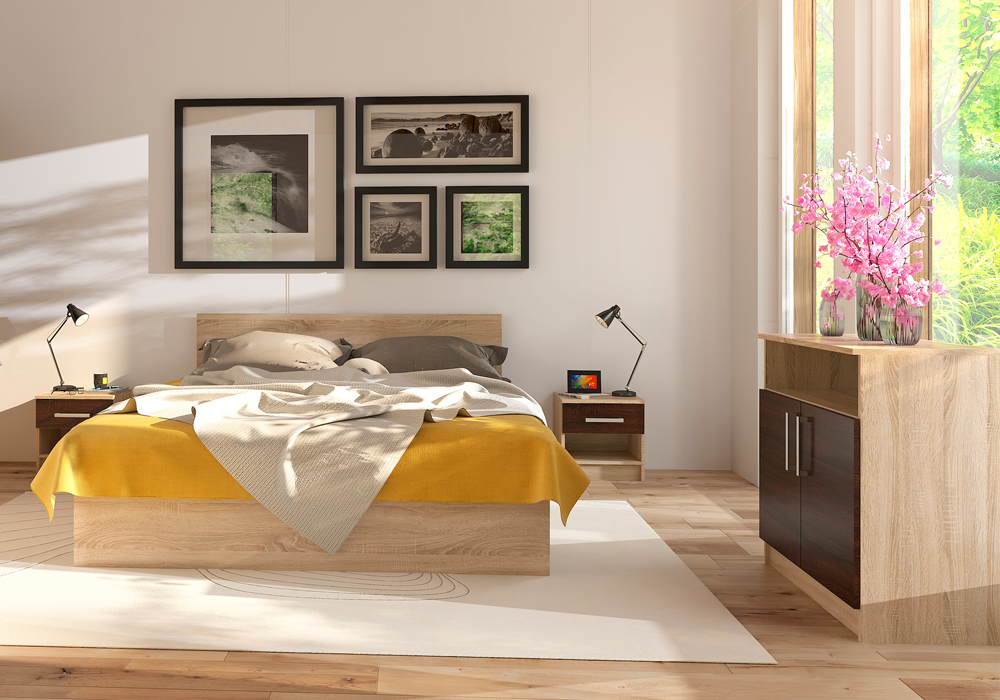 Sypialnia SAVA zestaw 3 sonoma/czekolada - sklep meblowy LUXOR