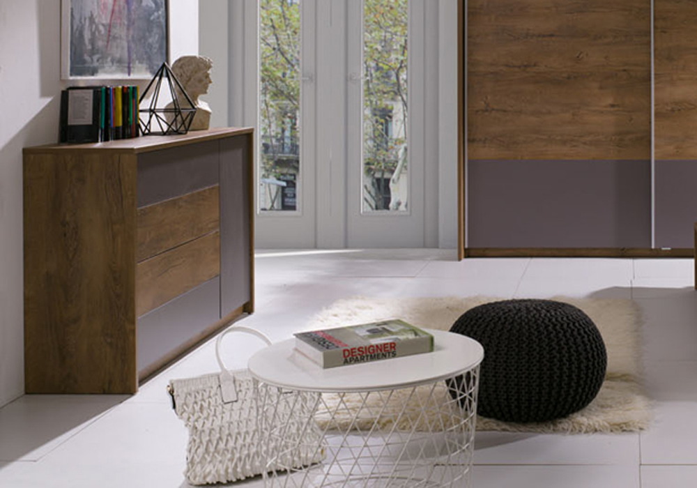 Komoda LATIKA dąb burgundzki / szary - LUXOR MEBLE