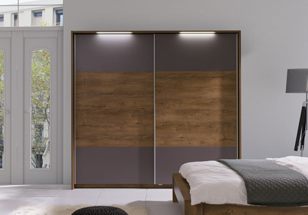 Szafa przesuwna LATIKA dąb burgundzki / szary od LUXOR MEBLE