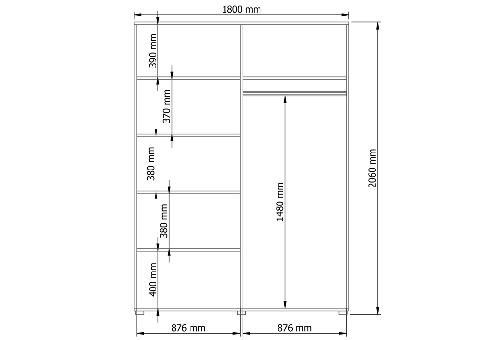 Wymiary szafy OSLO I 180