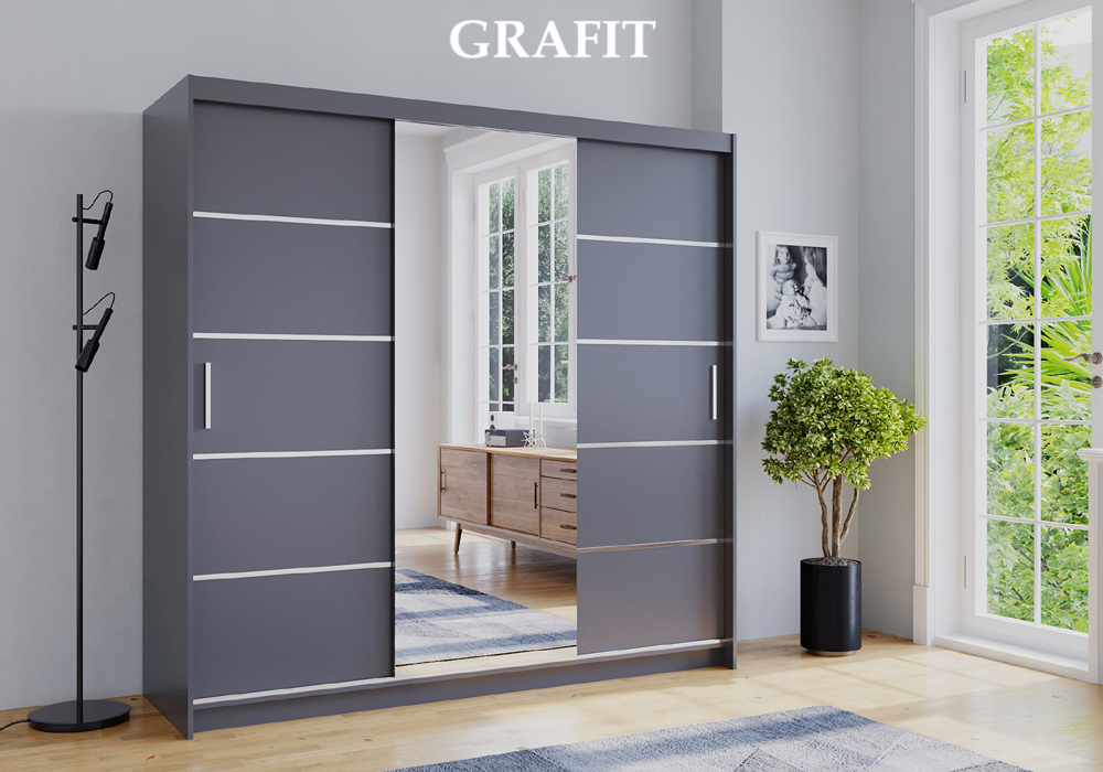 Szafa przesuwna DRAGO grafit od LUXOR MEBLE