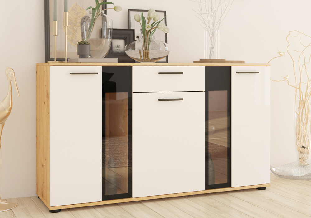 Komoda WALBA dąb artisan / biały