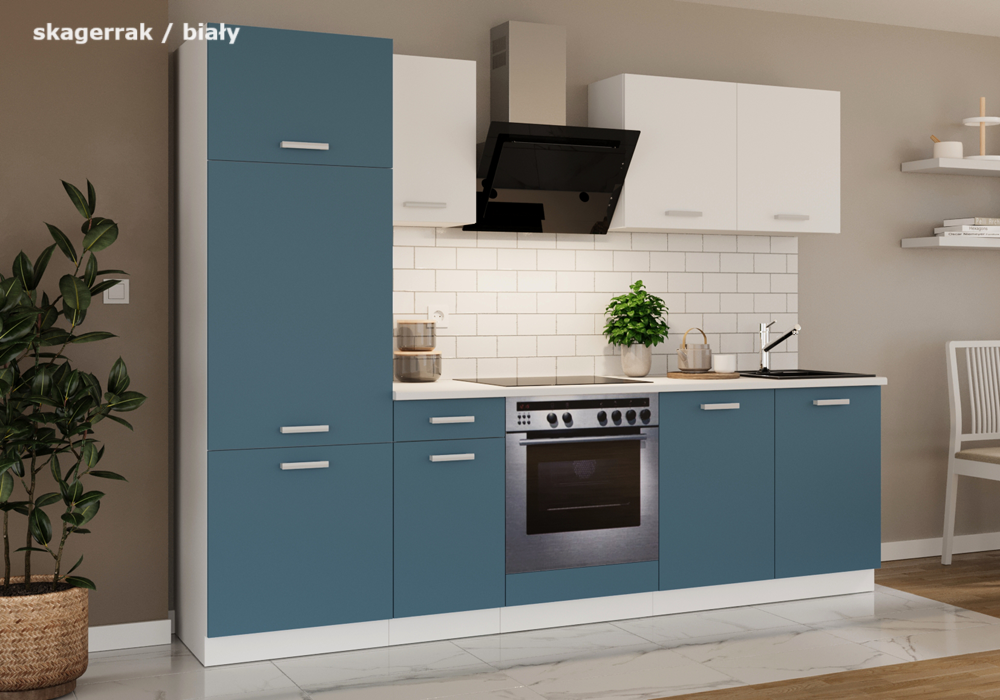 Meble kuchenne / Kuchnia TONI 260 skagerrak/biały